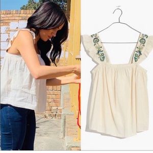 Madewell Embroidered-Strap Swing Crop Top ASO Meghan Markle Duchess of Sussex